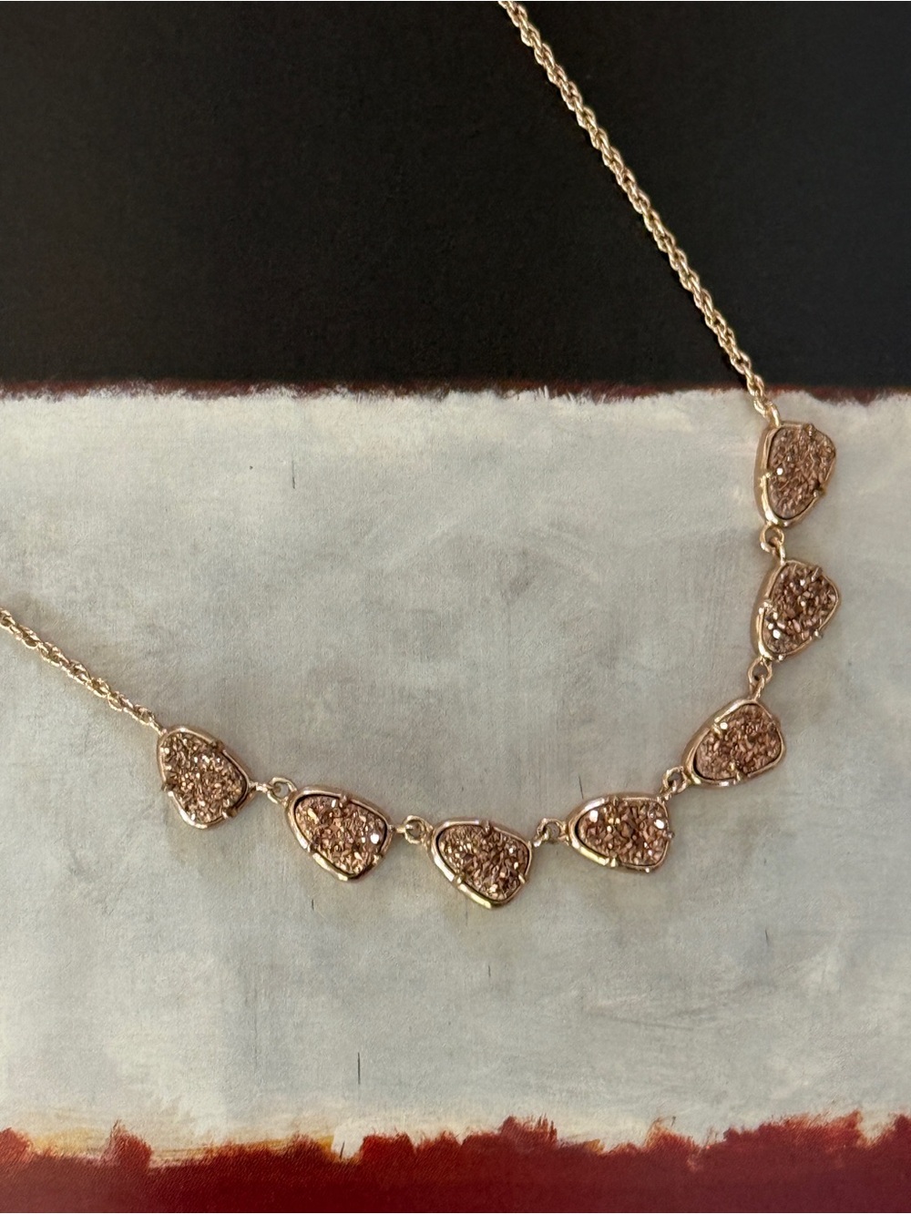 Kendra Scott “Susanna” Sand Color Druzy Necklace with Gold Chain
